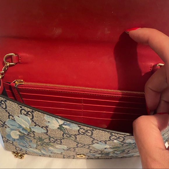 Gucci Chain Wallet Blooms Print GG Coated Canvas - Picture 10 of 14